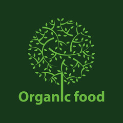 Sticker - Organic sign with green leaves. Vector