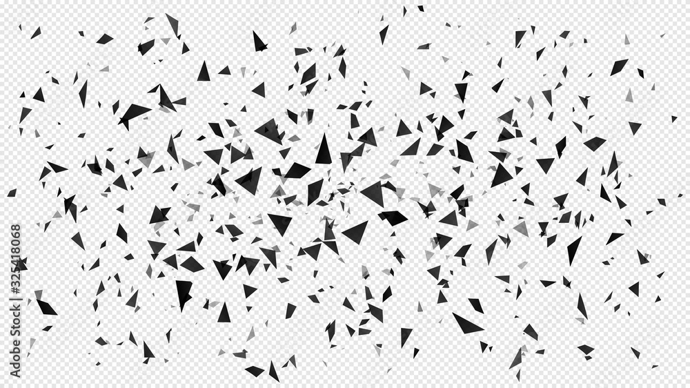 Imploding Triangle Shatter Image Abstract shatter particles. Random flying dark triangles particles ...