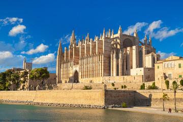 Wall Mural - The Cathedral of Santa Maria of Palma and Parc del Mar near, Majorca, Spain