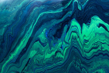 Wall Mural - blue acrylic pour color liquid marble abstract surfaces design.