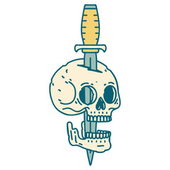 tattoo style icon of a skull and dagger