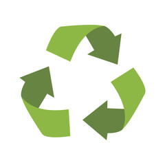 Wall Mural - Green recycling sign, isolated on white background. Vector reuse symbol. Perfect for ecological design, eco-friendly packaging. Zero waste lifestyle.