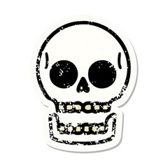 traditional distressed sticker tattoo of a skull