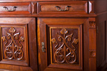 Antiques, Beautiful Old Dresser With Door Ornaments