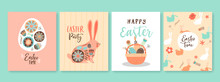 Happy Easter Cute Spring Rabbit Card Set