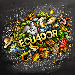 Wall Mural - Ecuador hand drawn cartoon doodles illustration. Funny design.