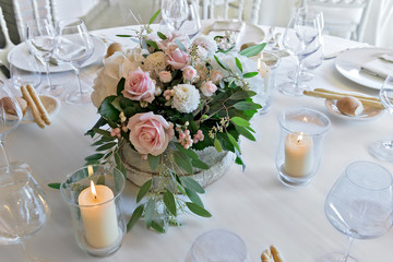 Wall Mural - Detail of a table set for a banquet