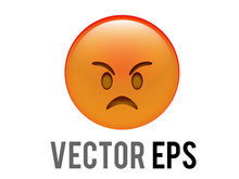 Vector Gradient Red Angry, Upset, Disappointed Face Emoji Icon