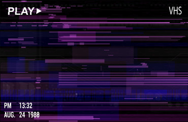 Wall Mural - vhs video effect with glitch. retro digital background, effect old video, tape rewind or no signal t
