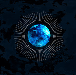 Wall Mural - full moon isolated on dark background. magic vector elements
