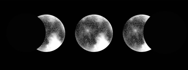 Wall Mural - moon phases isolated vector on dark background. magical print.