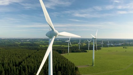 wind power turbines in a rural area