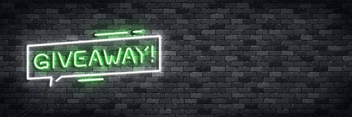 Wall Mural - Vector realistic isolated neon sign of Giveaway flyer logo for template decoration and covering on the wall background.