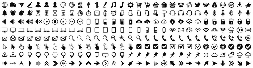 web, device, internet set icons – stock vector