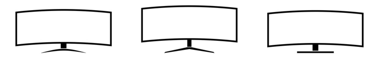 Wall Mural - screen curved icon black | monitor illustration | computer display symbol | device logo | tv televis