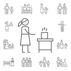 Wall Mural - Cooking, family icon. Family life icons universal set for web and mobile