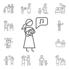 Poster - Lullaby, motherhood icon. Family life icons universal set for web and mobile