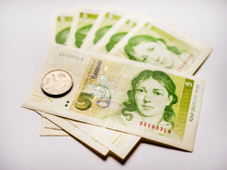 Bunch of Deutsche Mark in white paper background