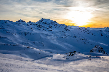 Wall Mural - Val Thorens - February 21, 2020: End of a day in Val Thorens ski resort whith nice sunset