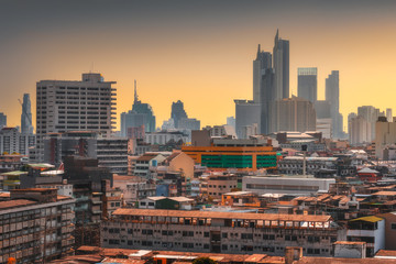 Poster - Cityscape of Bangkok, Thailand at Colorful Sunset