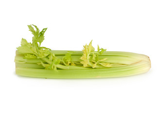 bunch of fresh celery with leaves isolated on a white background