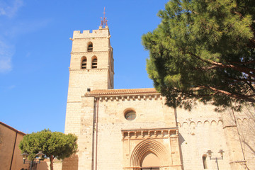 Wall Mural - The Saint Paul church in Frontignan, , a seaside resort in the Mediterranean sea, Herault, Occitanie, France