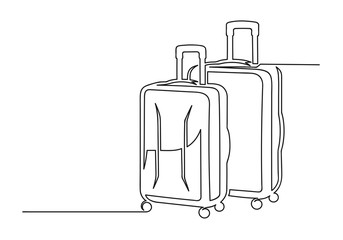 Continuous one line drawing of an suitcases