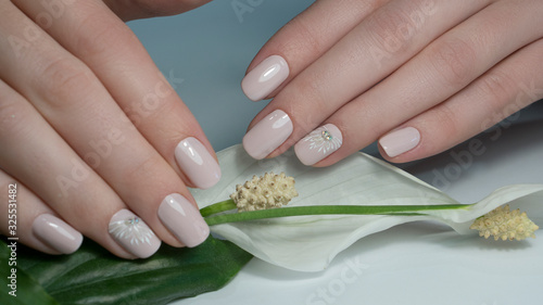 Fotografia Beautiful female hands with nude manicure