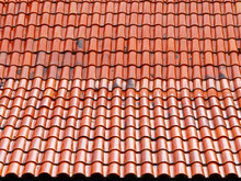 Wet Red Roof Tiles After Rain..