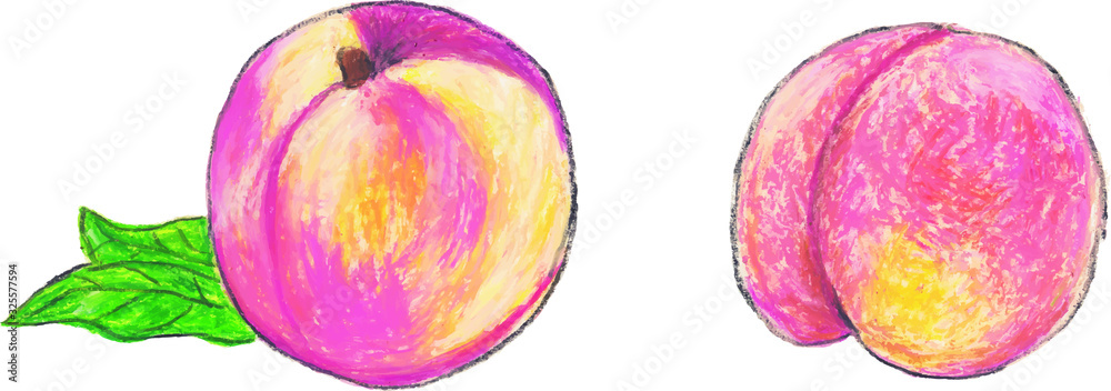 桃 手書き イラスト Wall Mural Wallpaper Murals Orange 桃 手書き イラスト Wall Mural Wallpaper Murals Orange