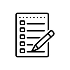 Black line icon for agenda 