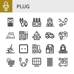 Sticker - plug simple icons set