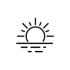 Sticker - Simple sunset line icon.