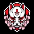 kitsune mask with sakura vector