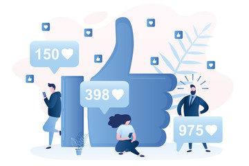 Social Network Users Receive Likes. People characters in trendy style,