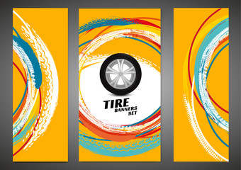 Canvas Print - Grunge Tire Poster Set