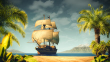 Pirates Ship On The Sea