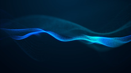 Poster - beautiful abstract wave technology digital network background with blue light digital effect corporate concept