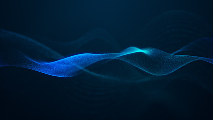 Poster - beautiful abstract wave technology digital network background with blue light digital effect corporate concept