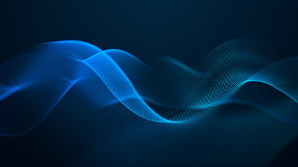 Wall Mural - beautiful abstract wave technology digital network background with blue light digital effect corporate concept