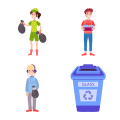 Wall Mural - Isolated object of waste and garbage icon. Set of waste and pollution stock vector illustration.