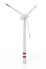 Wind turbine isolated on white background. 3D illustration