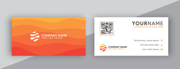 business cards design, orange business card template . editable business card vector . modern wavy s