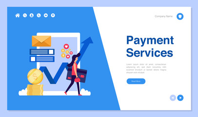 Web page design with business or finance concept for website and mobile website development. Creative Website template design vector illustration. Easy to use and customize.
