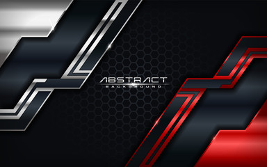 Modern futuristic background vector on layer red with dark navy and shadow black space with abstract style design.