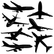 Collection of airliner silhouettes with details