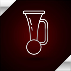 Sticker - Silver line Signal horn on vehicle icon isolated on dark red background. Vector Illustration