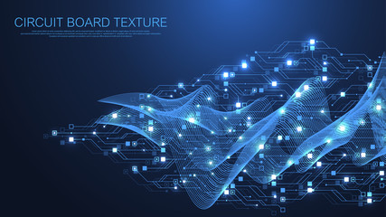 Leinwandbilder - Technology abstract circuit board texture background. High-tech futuristic circuit board banner wallpaper. Digital data. Engineering electronic motherboard. Minimal array Big Data Vector illustration