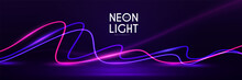 Abstract Neon Background With Shining Wires. Motion Design. Magic Empty Space.