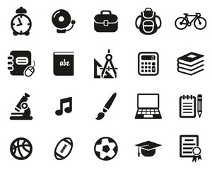 Sticker - University Or College Icons Black & White Set Big